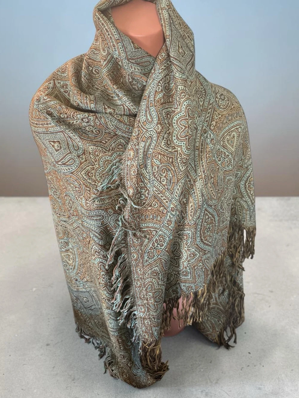 Two Tone Bohemian Pashmina 42” Square Scarf Wrap Shoulder Shawl Paisley,